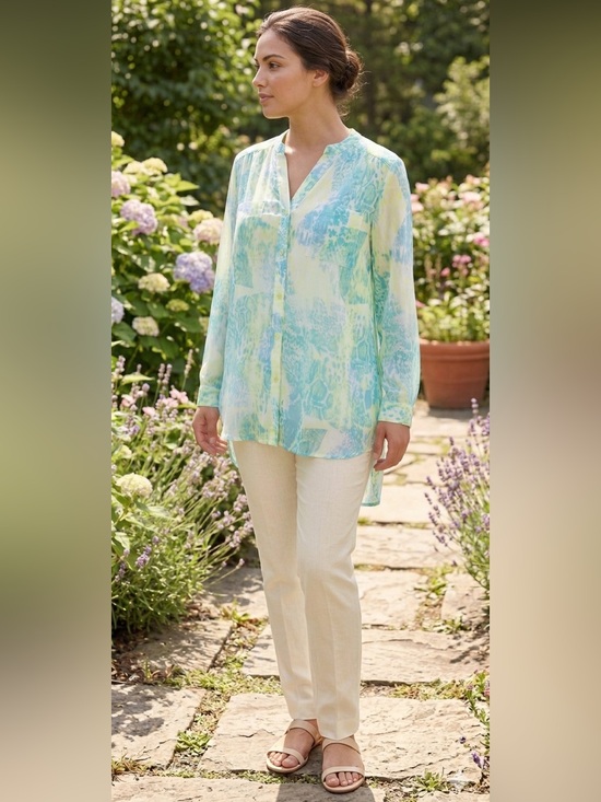 thesis Tops - Thesis NWT Chiffon Snakeskin Print Blouse Hi-Lo Yellow Green Blue Sz M